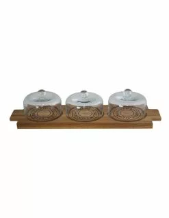 Salt&Pepper Fromage Board With 3 Glass Domes 46X14Cm