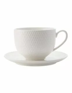 Maxwell & Williams White Basics Diamonds 210ml Tea Cup & Saucer Set