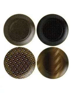 Wedgwood Arris Set of 4 20cm Plate Black/Gold