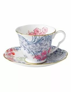 Wedgwood Butterfly Bloom Teacup & Saucer Set Blue/Pink