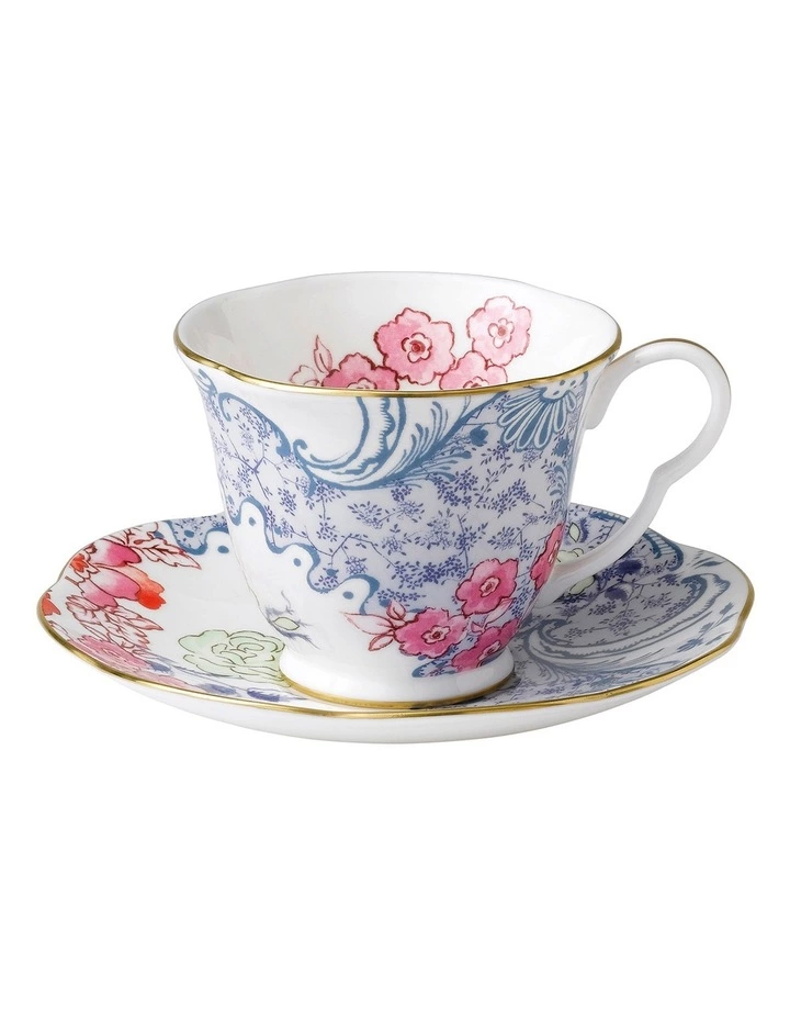 Wedgwood Butterfly Bloom Teacup & Saucer Set Blue/Pink 1 Wedgwood Butterfly Bloom Teacup & Saucer Set Blue/Pink