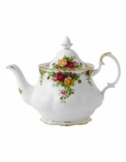 Royal Albert Old Country Roses Teapot Sugar & Creamer White