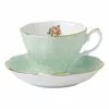 Royal Albert Polka Rose Teacup & Saucer Green
