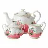 Royal Albert Cheeky Pink Teapot Sugar & Creamer Set White