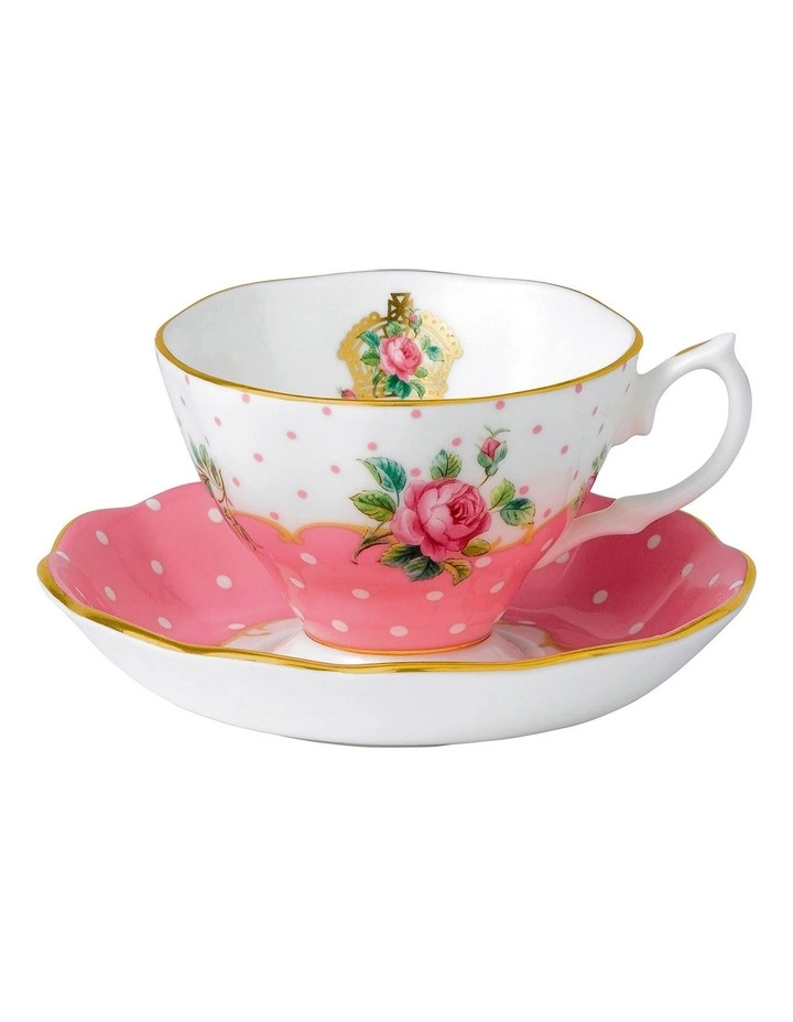 Royal Albert Cheeky Pink Teacup & Saucer White 1 Royal Albert Cheeky Pink Teacup & Saucer White