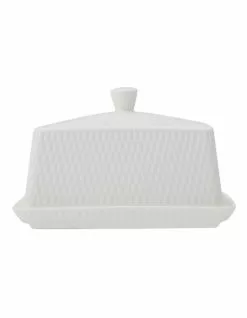 Maxwell & Williams Basics Diamonds Butter Dish Gift Boxed White