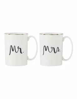 Kate spade new york Bridal Party Mr & Mrs 2pc Couples Mugs White