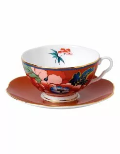 Wedgwood Paeonia Blush Teacup & Saucer Red
