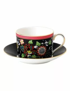 Wedgwood Wonderlust Oriental Jewel Teacup Saucer Black