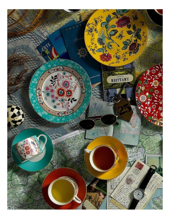 Wedgwood Wonderlust Camellia Teacup & Saucer Blue 2 Wedgwood Wonderlust Camellia Teacup & Saucer Blue - Image 2