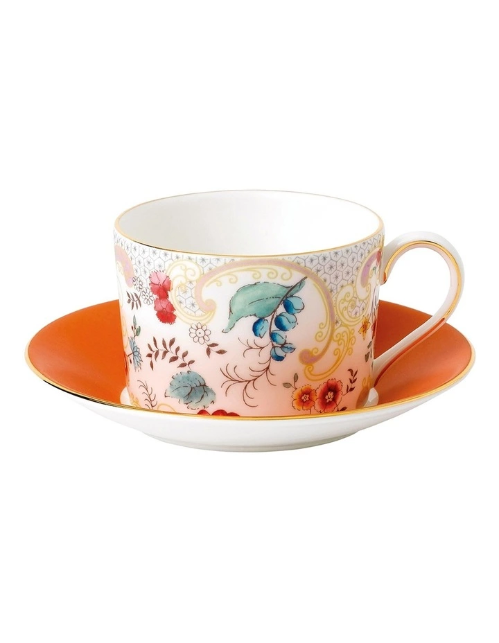 Wedgwood Wonderlust Rococo Flowers Teacup Saucer White/Orange 1 Wedgwood Wonderlust Rococo Flowers Teacup Saucer White/Orange