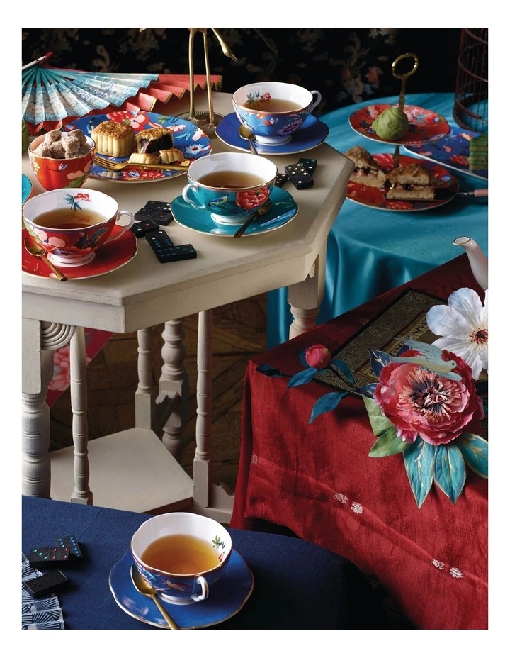 Wedgwood Paeonia Blush Teacup & Saucer Set of 4 2 Wedgwood Paeonia Blush Teacup & Saucer Set of 4 - Image 2