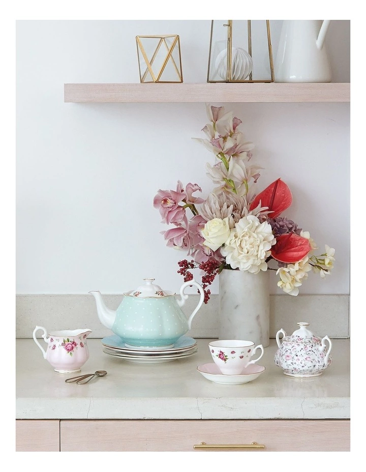 Royal Albert Modern Vintage Teapot, Cream and Sugar 2 Royal Albert Modern Vintage Teapot, Cream and Sugar - Image 2