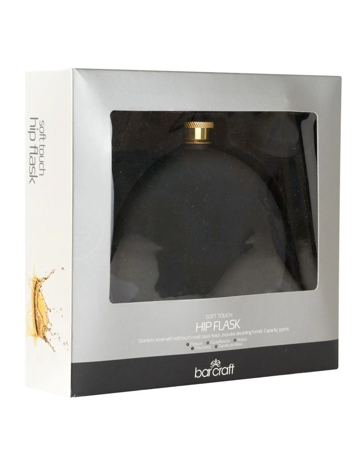 BarCraft 350ml Soft Touch Gift Boxed Hip Flask Black 2 BarCraft 350ml Soft Touch Gift Boxed Hip Flask Black - Image 2