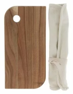 Vue 30x15cm Acacia Cheese Board & Knife Set with Canvas Wrap Natural