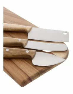 Vue 30x15cm Acacia Cheese Board & Knife Set with Canvas Wrap Natural -Dining Sales 741785860 3 720x928