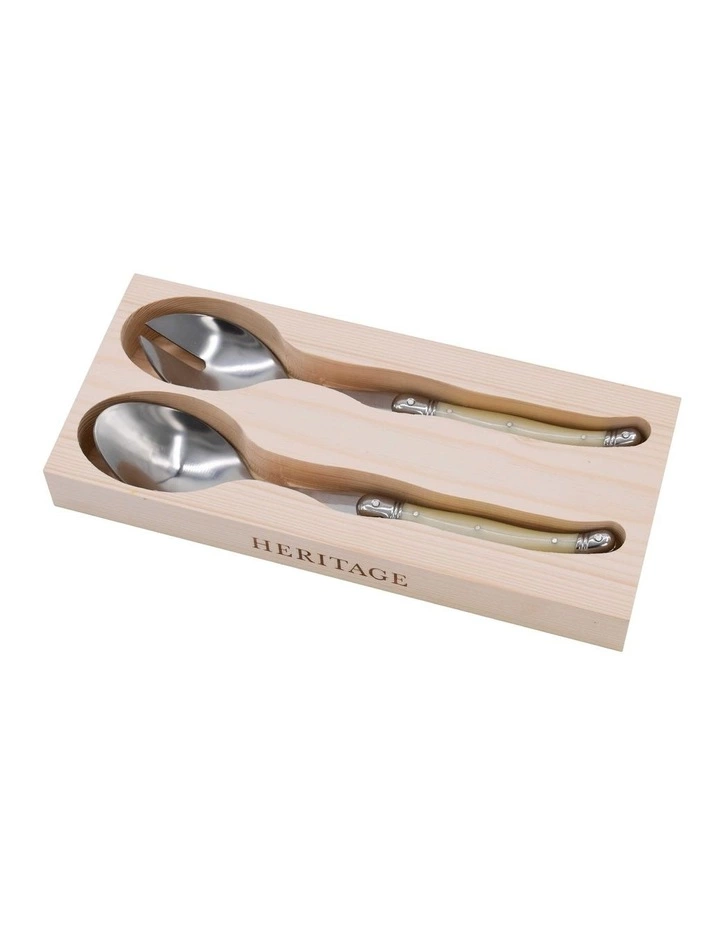 Heritage Laguiole 2pc Salad Spoon Set Ivory 2 Heritage Laguiole 2pc Salad Spoon Set Ivory - Image 2