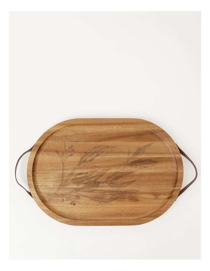 Australian House & Garden Acacia Gum Leaf Serving Tray With Leather Handles 40x27.5cm 1 Australian House & Garden Acacia Gum Leaf Serving Tray With Leather Handles 40x27.5cm