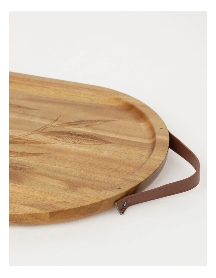 Australian House & Garden Acacia Gum Leaf Serving Tray With Leather Handles 40x27.5cm 2 Australian House & Garden Acacia Gum Leaf Serving Tray With Leather Handles 40x27.5cm - Image 2