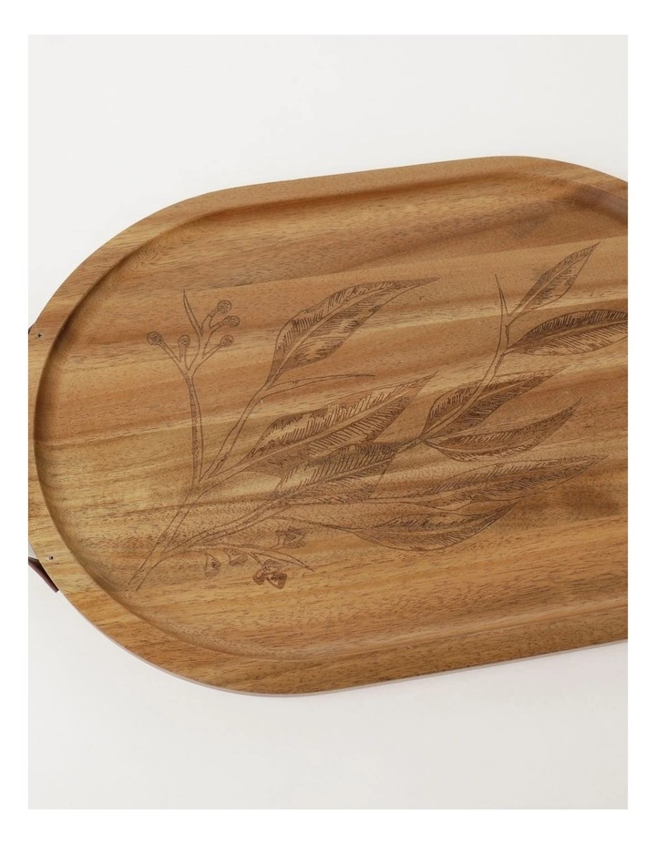 Australian House & Garden Acacia Gum Leaf Serving Tray With Leather Handles 40x27.5cm 3 Australian House & Garden Acacia Gum Leaf Serving Tray With Leather Handles 40x27.5cm - Image 3
