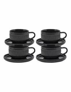 Salt&Pepper BRAE Tea Cup and Saucer Set - Set of 4