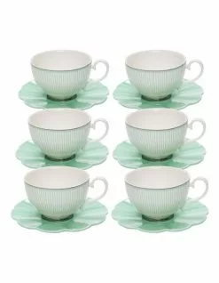 Salt&Pepper ECLECTIC 230ml 6pc Tea Cup and Saucer Set Green