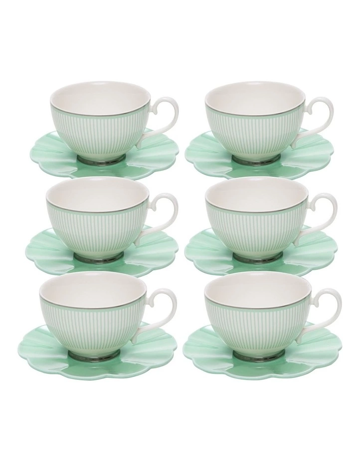 Salt&Pepper ECLECTIC 230ml 6pc Tea Cup and Saucer Set Green 1 Salt&Pepper ECLECTIC 230ml 6pc Tea Cup and Saucer Set Green