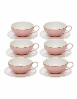 Salt&Pepper ECLECTIC 250ml 6pc Tea Cup and Saucer Set Pink