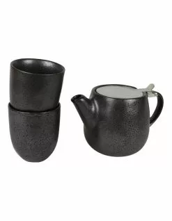 Robert Gordon Earth Black Teapot & Set-2 Latte Cups
