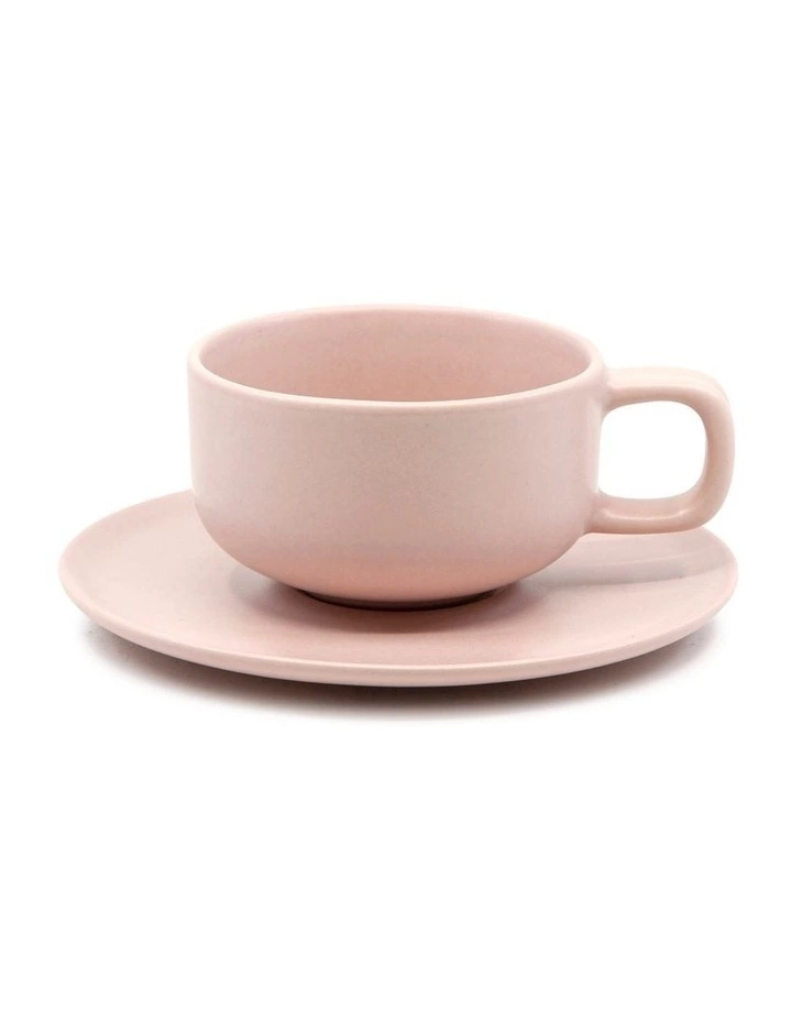 Salt&Pepper Hue Tea Cup and Saucer Set 200ml/15.5cm - Pink - Set of 6 2 Salt&Pepper Hue Tea Cup and Saucer Set 200ml/15.5cm - Pink - Set of 6 - Image 2