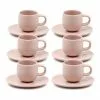 Salt&Pepper Hue Espresso Cup and Saucer Set 85ml/12cm - Pink - Set of 6
