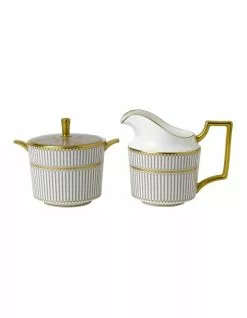 Wedgwood Anthemion Cream & Sugar Set Grey