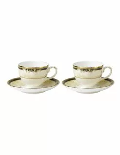 Wedgwood Cornucopia Teacup & Saucer Set of 2 White