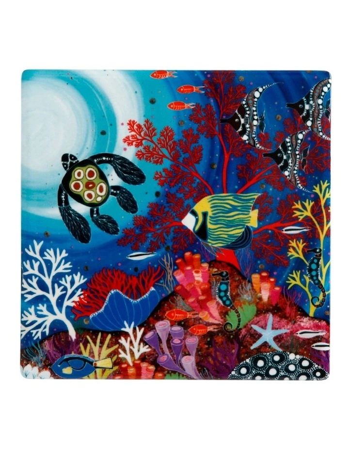 Maxwell & Williams Melanie Hava Jugaig-Bana-Wabu Ceramic 10cm Reef Wonderland Square Coaster 1 Maxwell & Williams Melanie Hava Jugaig-Bana-Wabu Ceramic 10cm Reef Wonderland Square Coaster