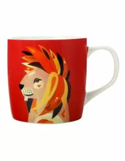 Maxwell & Williams Pete Cromer Wildlife 375ml Lion Mug Gift Boxed Red
