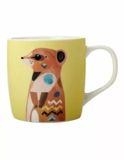Maxwell & Williams Pete Cromer Wildlife 375ml Meerkat Mug Gift Boxed Light Yellow