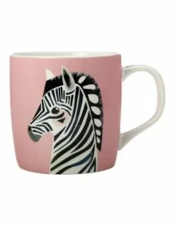 Maxwell & Williams Pete Cromer Wildlife 375ml Zebra Mug Gift Boxed Pale Pink