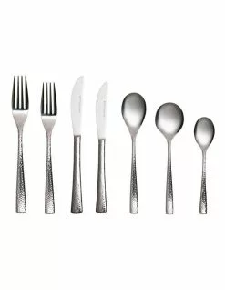 Maxwell & Williams Wayland Hammered 42 Piece Cutlery Set Silver