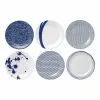 Royal Doulton Pacific 23.5cm Set of 6 Mixed Plates White/Blue