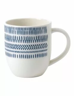 Royal Doulton Ellen DeGeneres Dark Blue Chevron 430ml Mug White/Dark Blue