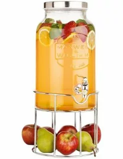 Maxwell & Williams Olde English Juice Jar & Stand 5.6L Silver Gift Boxed