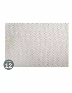Maxwell & Williams Table Accents Leather Look Placemat 43x30cm Ivory Plait Set of 12