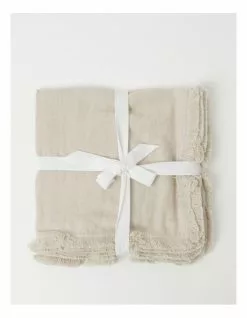 Australian House & Garden Fringed Linen Napkin Set of 4 Natural