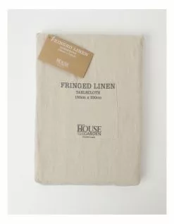 Australian House & Garden Fringed Linen Tablecloth Natural