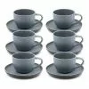 Salt&Pepper HITCH Tea Cup and Saucer Set - 220ml/15cm - Set of 6