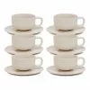 Salt&Pepper HUE Tea Cup and Saucer Set - 200ml/15.5cm - Stone - Set of 6