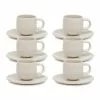 Salt&Pepper HUE Espresso Cup and Saucer Set - 85ml/12cm - Stone - Set of 6