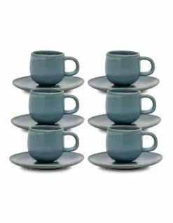 Salt&Pepper Hue Espresso Cup & Saucer - 85ml - Sage - Set of 6