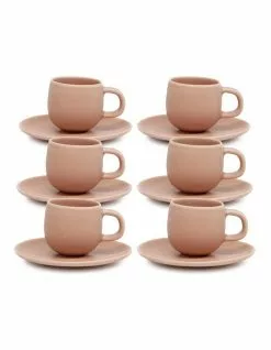 Salt&Pepper Hue Espresso Cup & Saucer - 85ml - Blush - Set of 6