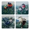 Maxwell & Williams Birds of Australia KC 10 Year Anniversary 10.5cm Set of 4 Gift Boxed Cork Back Coaster